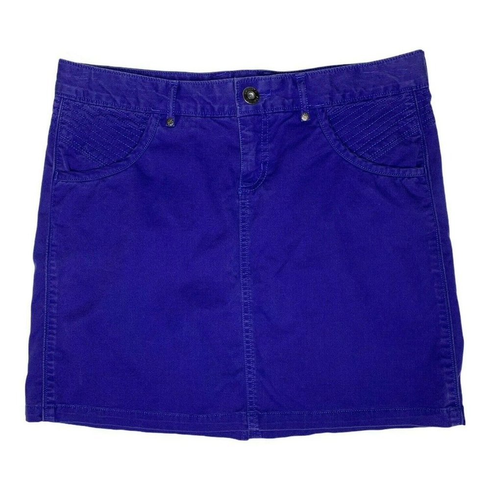Athleta Royal Blue Jean Skirt Size 8 Cotton Blend 4 Pockets